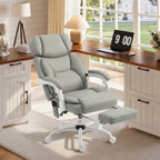 High Back Vibration Massage Office Chair Heated Reclining Computer Chair w/ Footrest, Swivel Wheels, Remote, Light Gray