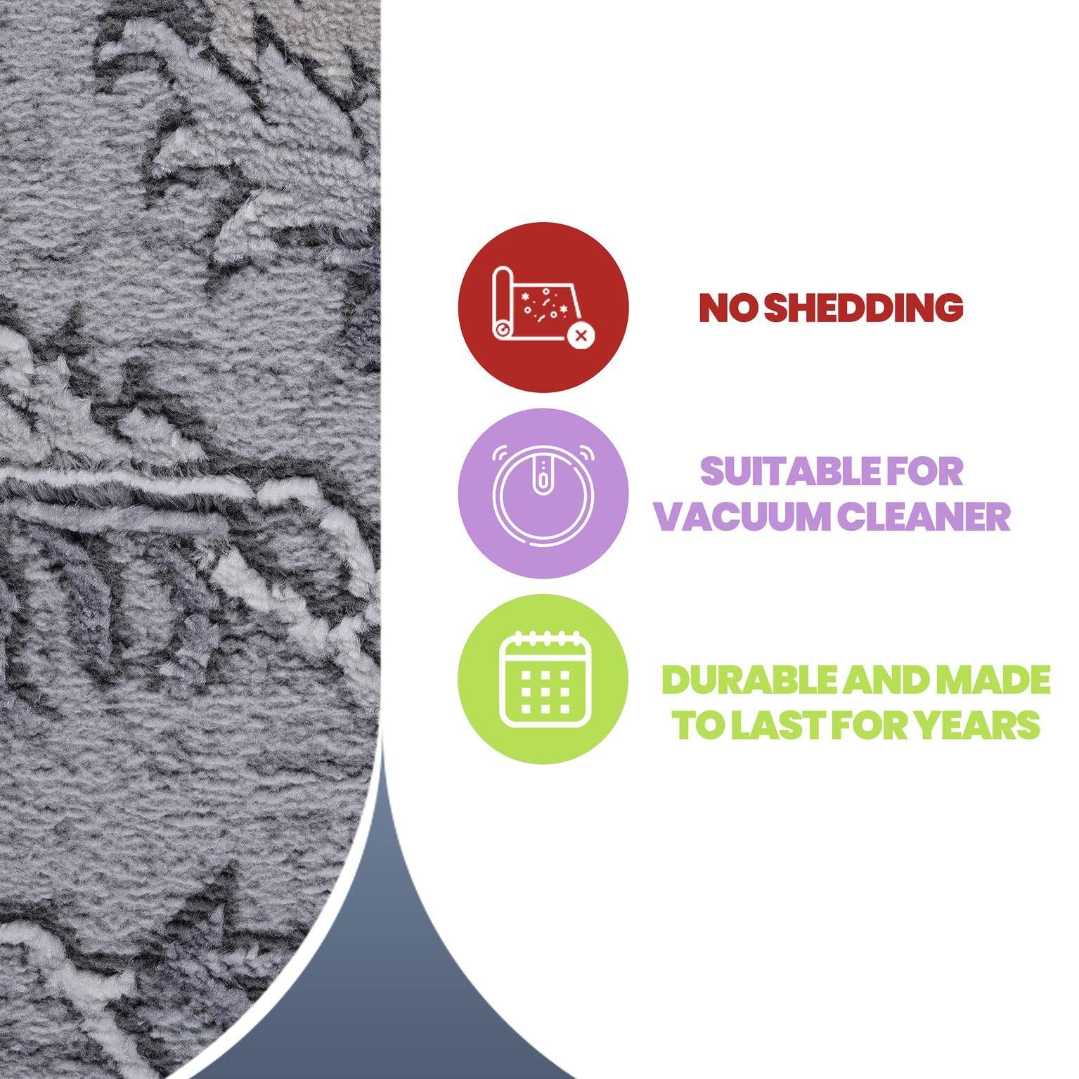 Naar 5x7 Oriental Stain-Resistant Area Rug with Cotton Backing, Carpet for Living Room, Bedroom, Home Office, 90" L x 63" W x 0.35" H, Ivory+Gray