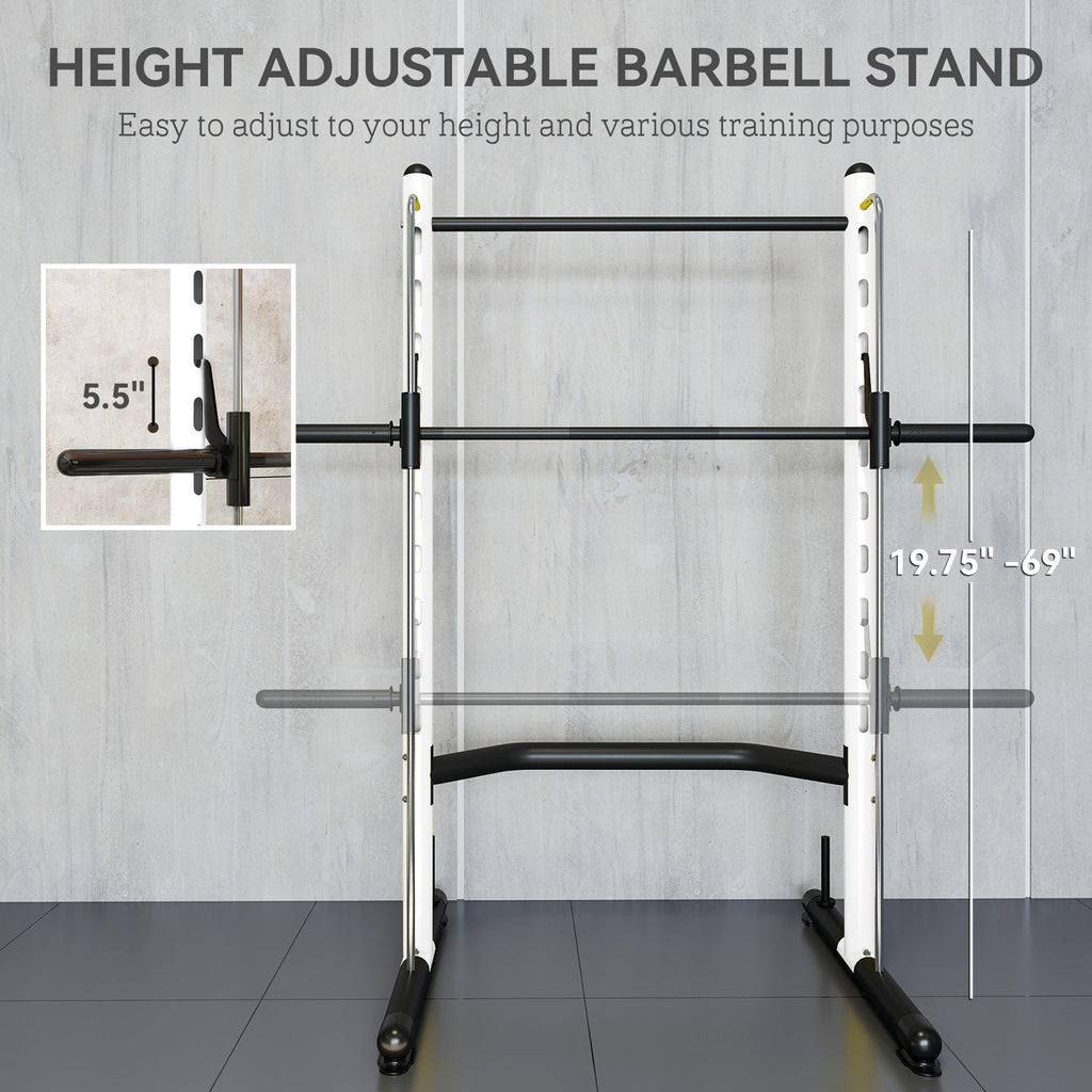 Squat Rack with Pull Up Bar and Barbell Bar Adjustable Bench Press Multi-Function Weight Lifting Half Rack, White