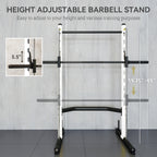 Squat Rack with Pull Up Bar and Barbell Bar Adjustable Bench Press Multi-Function Weight Lifting Half Rack, White