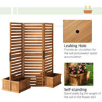 62.5" x 19" x 66" Wood Panel Trellis w/ 4 Planter Box Raised Bed for Garden Natural Wood
