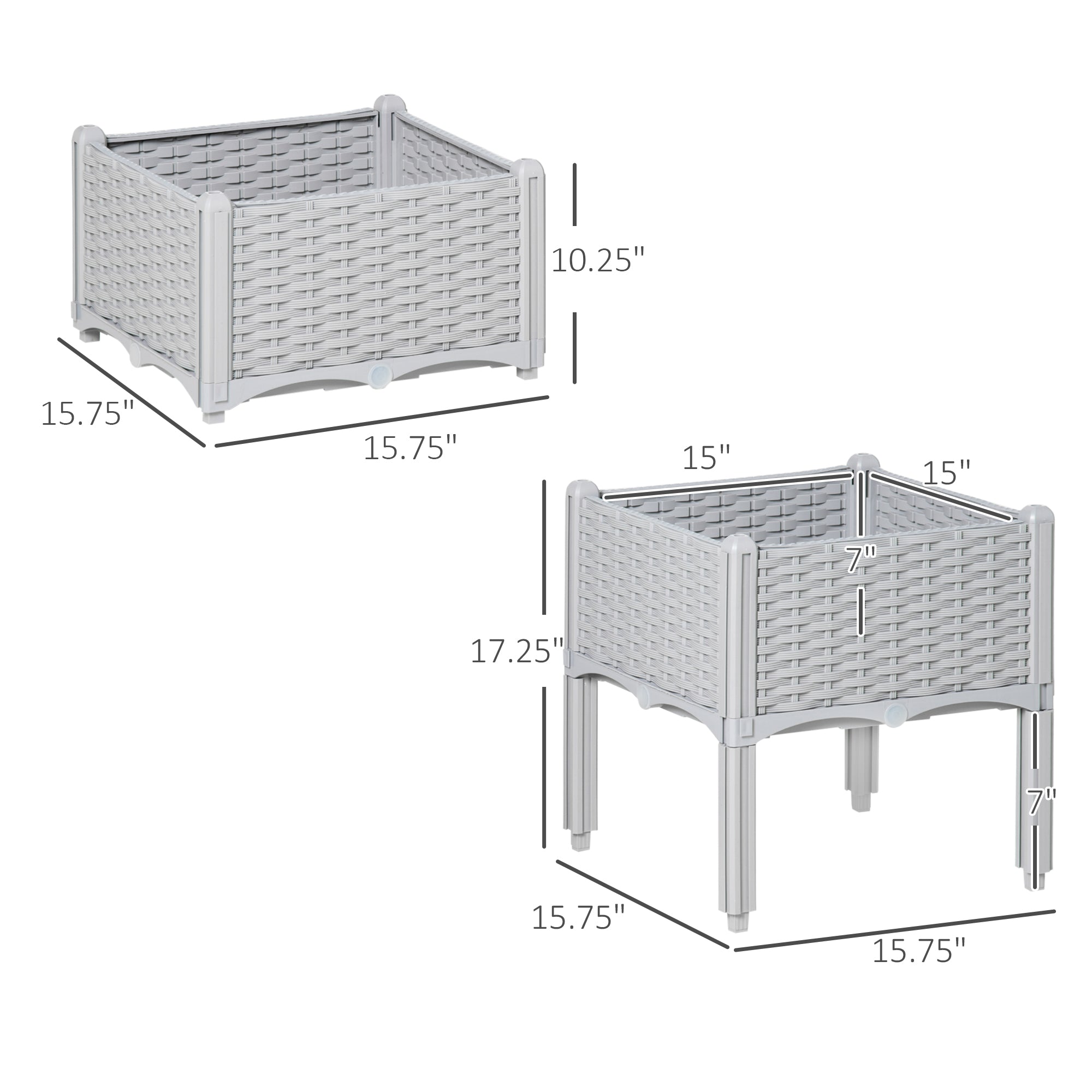 2-Piece Raised Garden Bed with Legs, Self-Watering Planter Box Raised Bed to Grow Flowers, Herbs & Vegetables, Gray