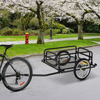 Bike Trailer, Foldable Bicycle Trailer with16 Inch Pneumatic Tire, Universal Coupler, Foldable Frame and Safe Reflectors Design, Large Load Capacity, Black