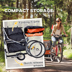 2-Seat Elite 360 Swivel Bike Trailer for Kids Bicycle Cargo Trailer with Water-Resistant Windows, Black and Orange