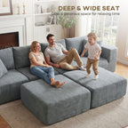 Modular Sectional Sofa, Boneless U-Shape Sectional Couch with 2 Ottomans, Dark Gray
