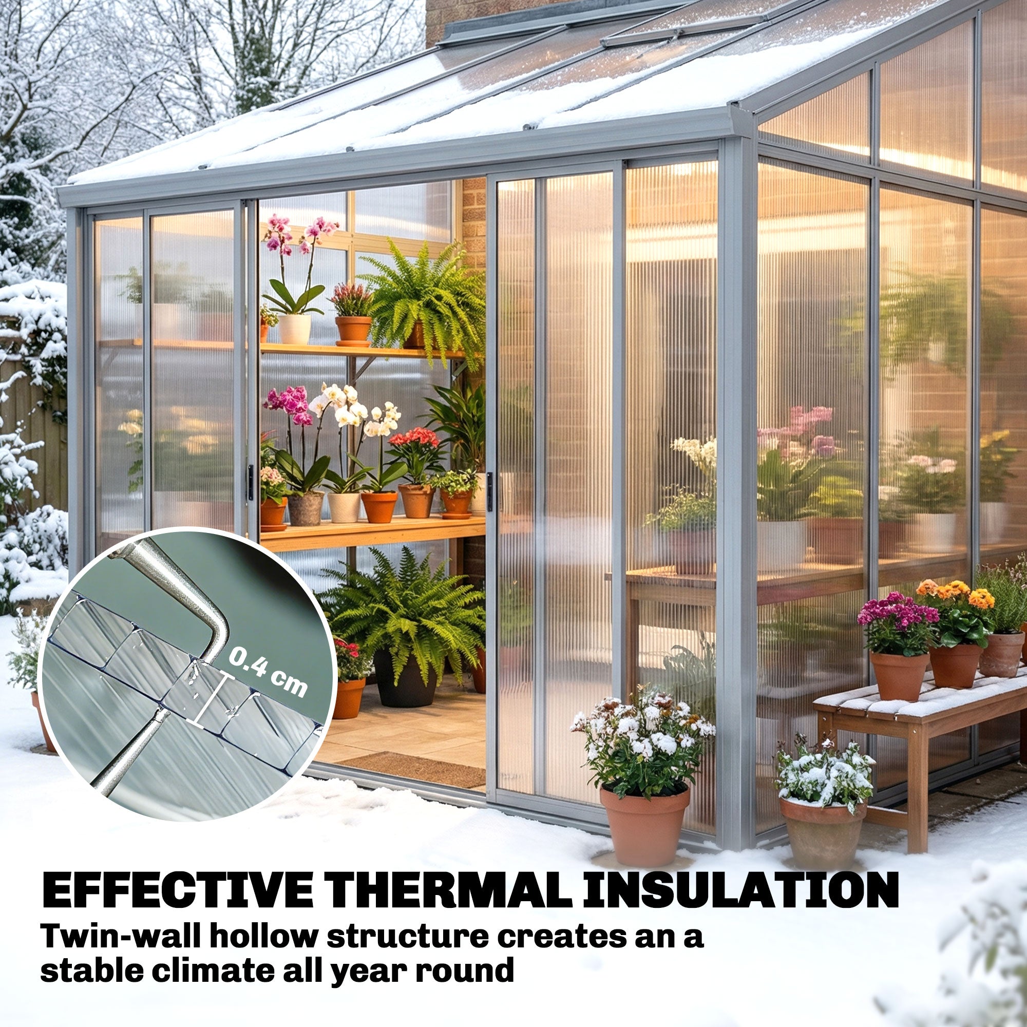 Polycarbonate Greenhouse Panels UV Protected Twin-Wall Polycarbonate Sheet 47.2" x 23.6" 10 Pack Clear