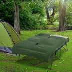 2-Person Folding Camping Cot Portable Outdoor Bed Set with Sleeping Bag, Inflatable Air Mattress, Comfort Pillows and Carry Bag, Soft and Comfortable for Outdoor Travel Camp Beach Vacation