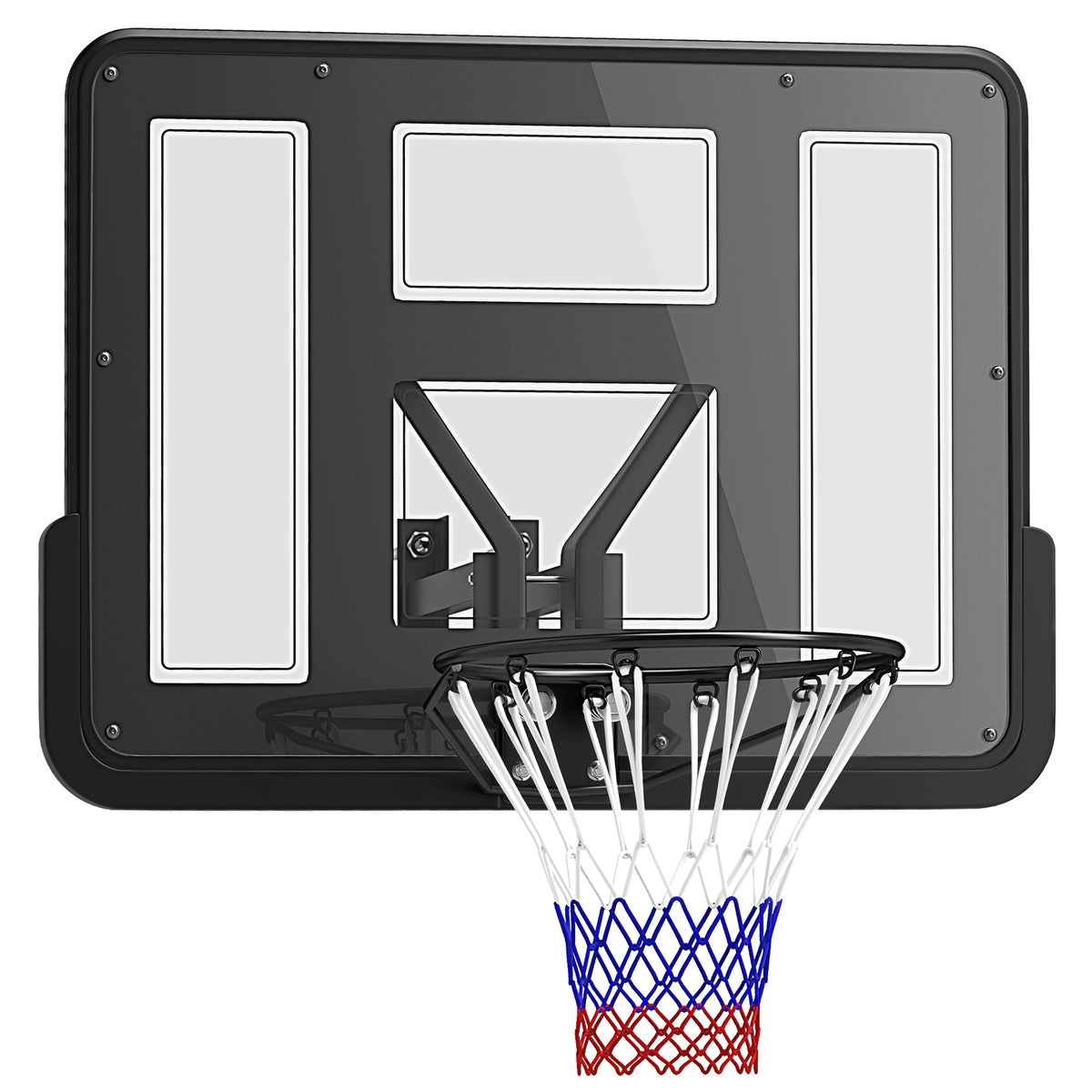 Wall Mounted Basketball Hoop, Basketball Goal Combo Kit with 43" Reinforced Shatter Resistant Backboard and All Weather Net for Indoor or Outdoor Use
