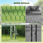 Large Chicken Coop with Waterproof and Anti-UV Cover, Spire Shaped for Outdoor and Yard Farm Use, 33' x 10' x 6.4'
