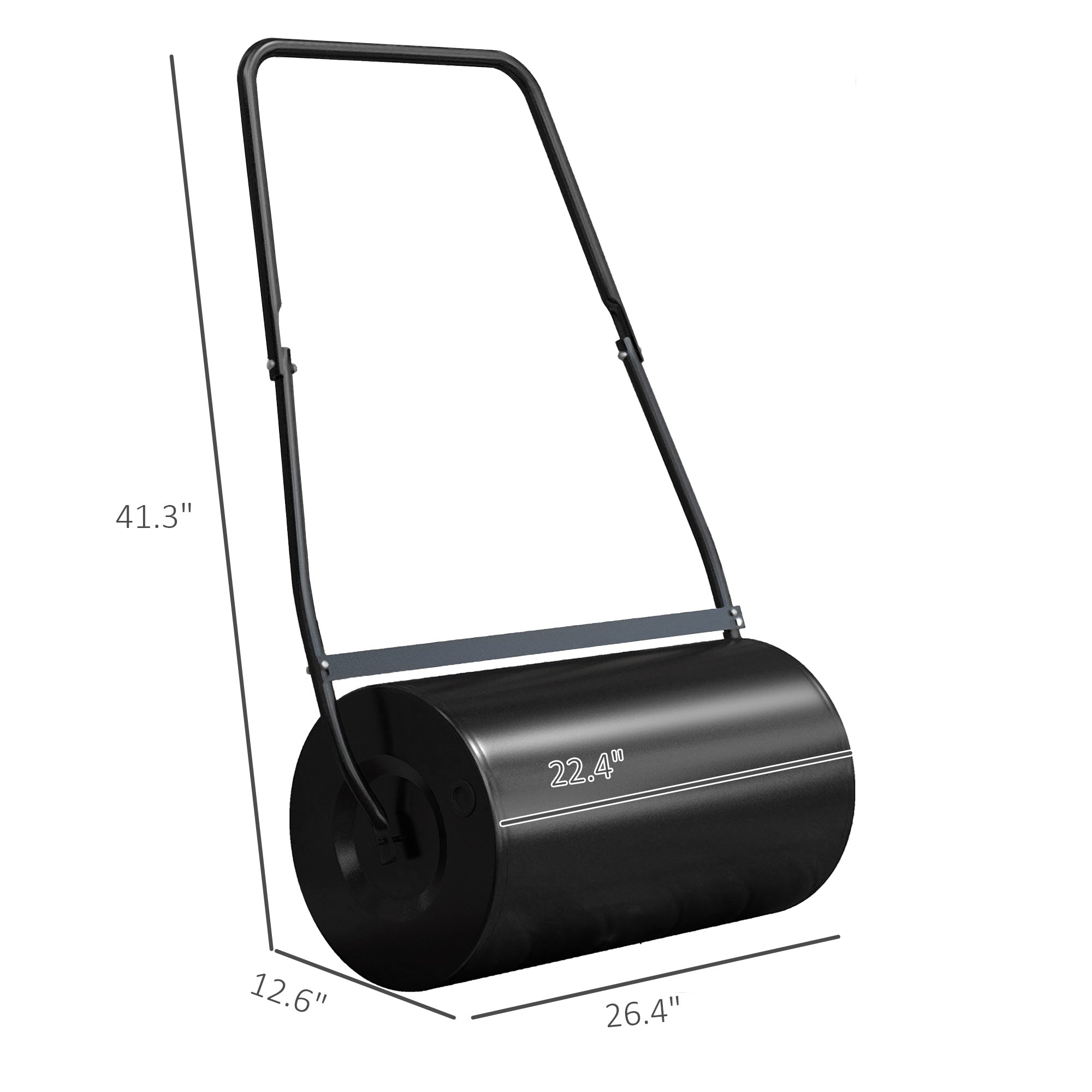 46L Lawn Roller, Push/Tow Behind Sod Roller with U Shaped Handle, Water Filled Yard Roller for Garden, Lawn, Backyard