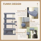 4 Levels Cat Steps with Scratching Posts for High Bed, Sofa, Gray