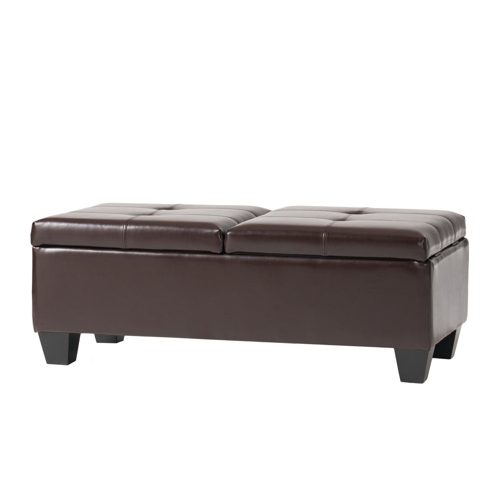 Storage Ottoman with Cushioned Top, Sturdy Frame, and Space-Saving Design, 46.5" L x 20.75" W x 17.25" H, Chocolate