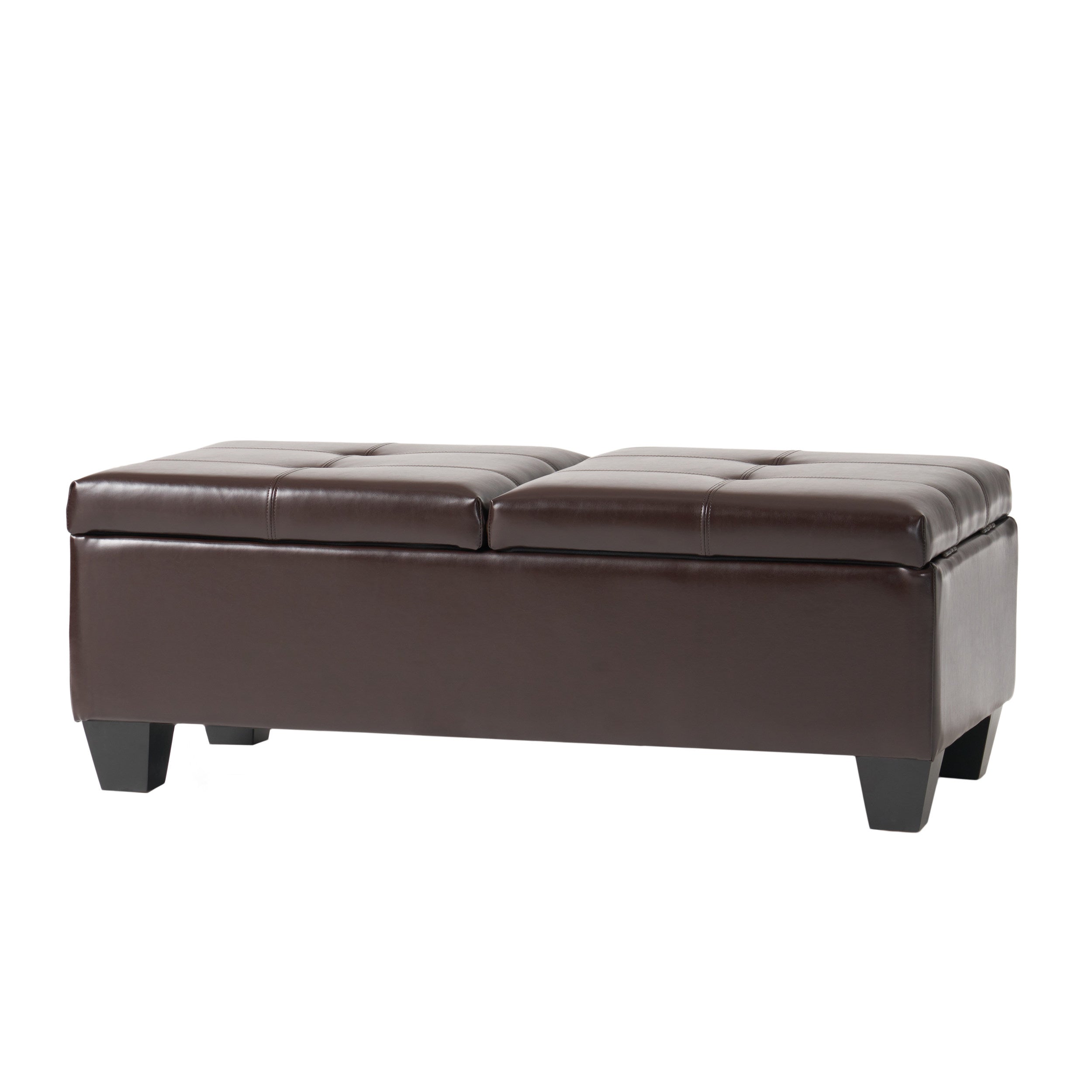 Storage Ottoman with Cushioned Top, Sturdy Frame, and Space-Saving Design, 46.5" L x 20.75" W x 17.25" H, Chocolate