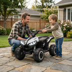 Kids ATV 4 Wheeler, 12V Kids Ride On Toy with Dual Motors, High & Low Speed, Music, Headlights, Up to 3.7 MPH, White