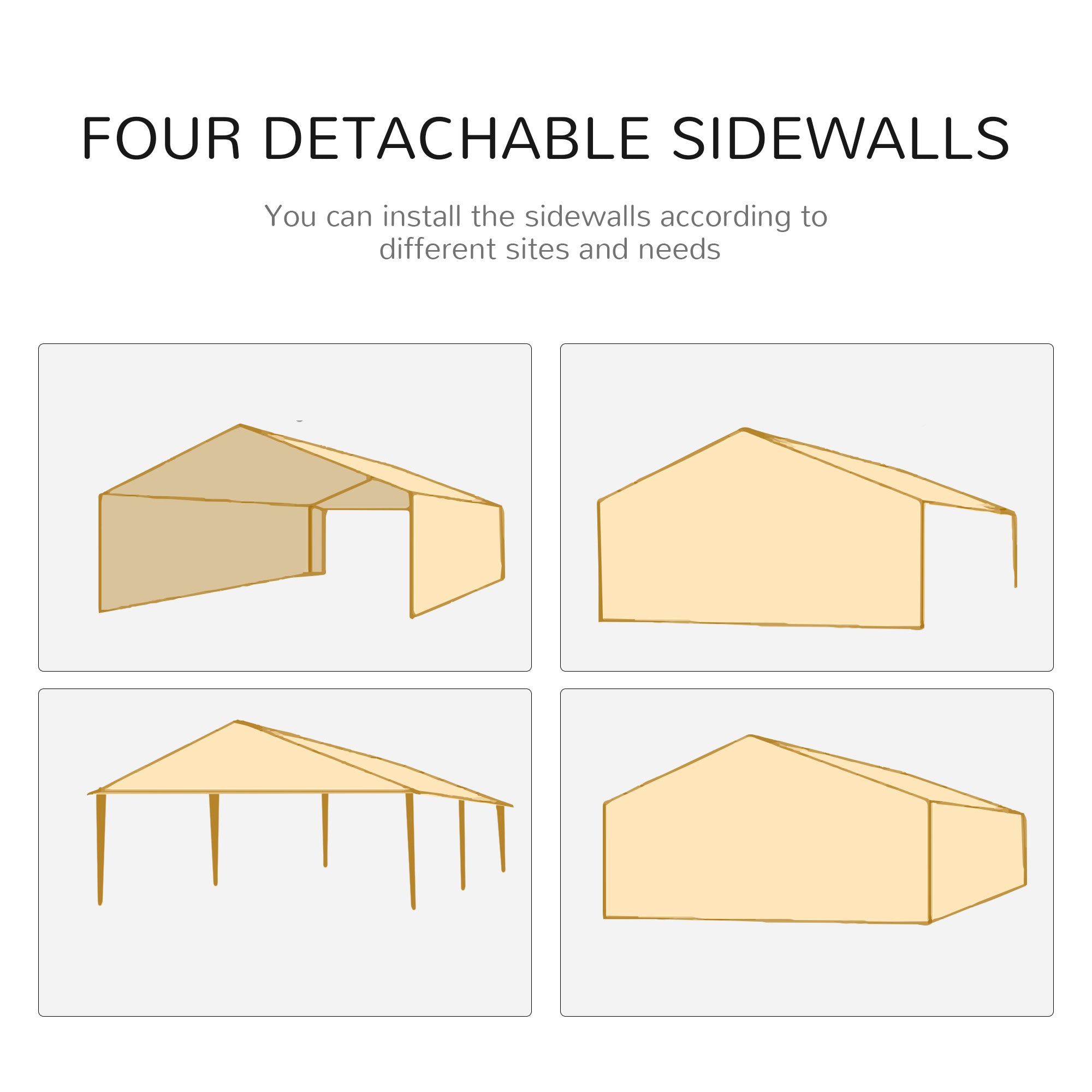 9.6' x 19' Large Party Tent, Outdoor Event Shelter, Gazebo Canopy with 4 Removable Window Sidewalls for Weddings, Picnics, Blue