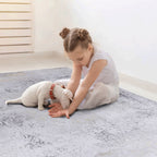 6x9 Non-Slip Machine Washable Area Rug with Low-Pile, Non-Shedding Kid and Pet Friendly Carpet, 72" L x 108" W x 0.15" H, Gray