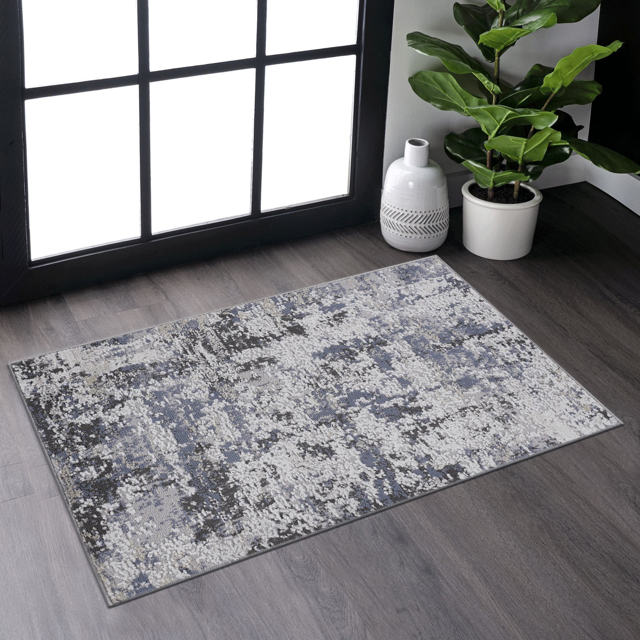 Naar 2x3 Stain-Resistant Area Rug with Cotton Backing, Medium Pile Height, Kid and Pet-Friendly Carpet, 36" L x 24" W x 0.3" H, Gray