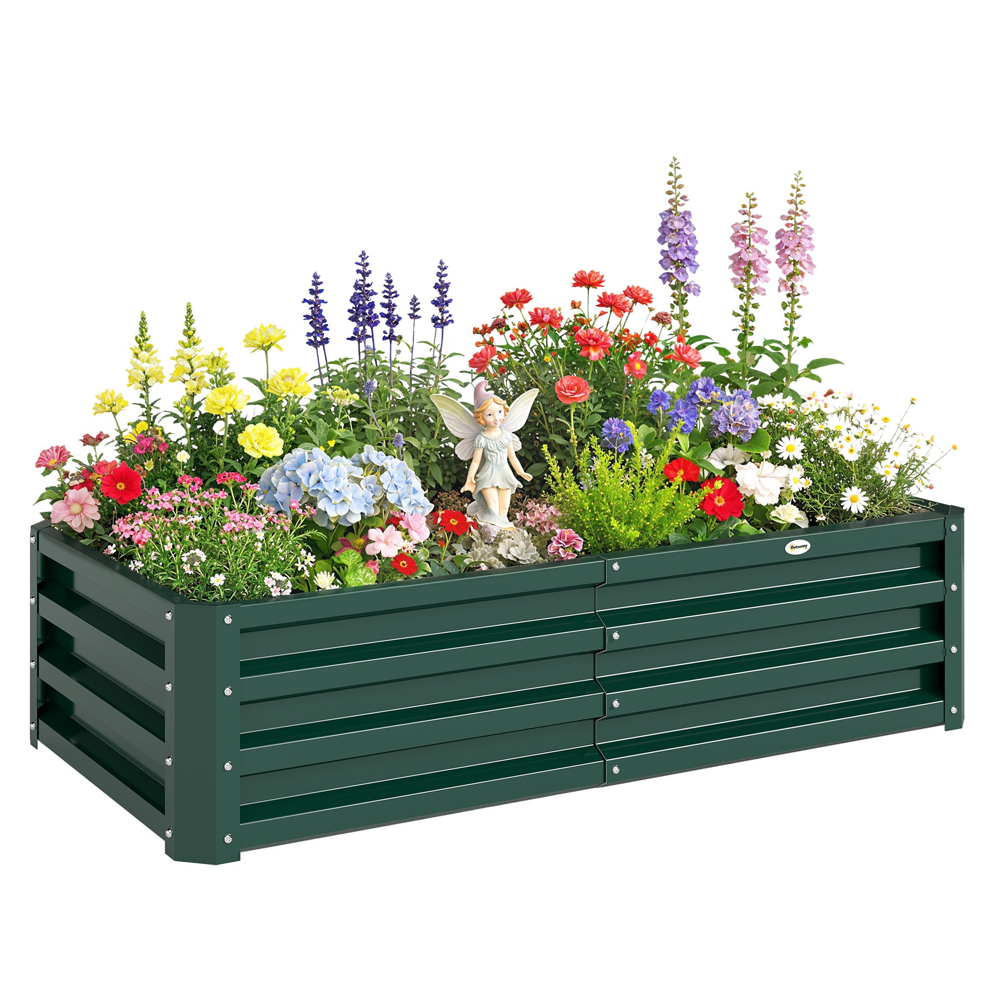 Galvanized Raised Garden Bed, 4' x 2' x 1' Metal Planter Box, for Growing Vegetables, Flowers, Herbs, Succulents, Green