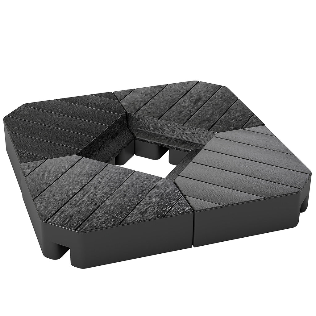 Offset Umbrella Base Outdoor Umbrella Weights, 132 lb. Capacity Water or 176 lb. Capacity Sand, Black