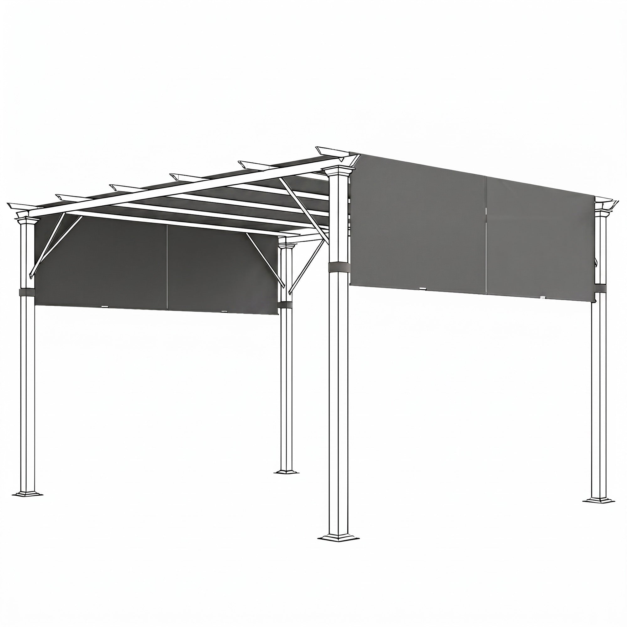 2 Pcs Pergola Replacement Canopy, UV Protection Pergola Shade Cover, Easy to Install, for 10 x 10ft Pergola, Dark Gray