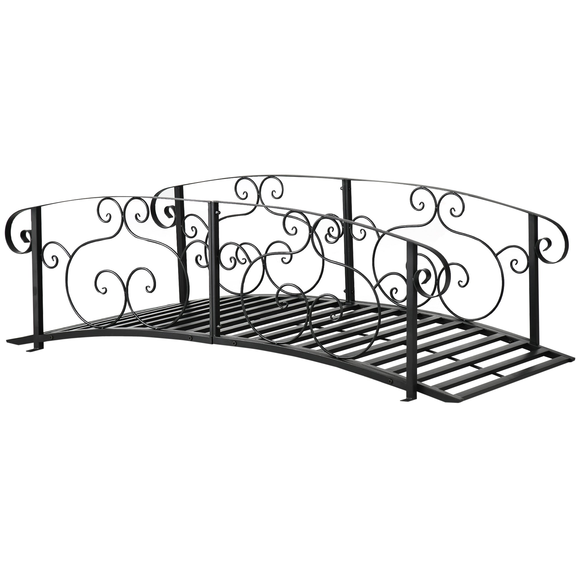 6' Metal Arch Backyard Garden Bridge, Safety Siderails, Arc Footbridge for Backyard Creek, Stream, Pond