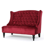 Modern Glam Loveseat Sofa with Velvet Upholstery, Wingback Design, Button-Tufted Diamond Stitch,50.50" W x 34.00" D x 38.50" H, Wine Red