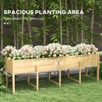 Wooden Raised Garden Bed, Large Elevated Planter Box with Legs, Bed Liner and Drain Holes, 7.4' x 1.8' x 2.6', Natural