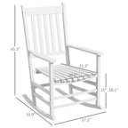 Wooden Rocking Chair Set, Curved Armrests, High Back, Slatted Seat Outdoor Rocker Set, White