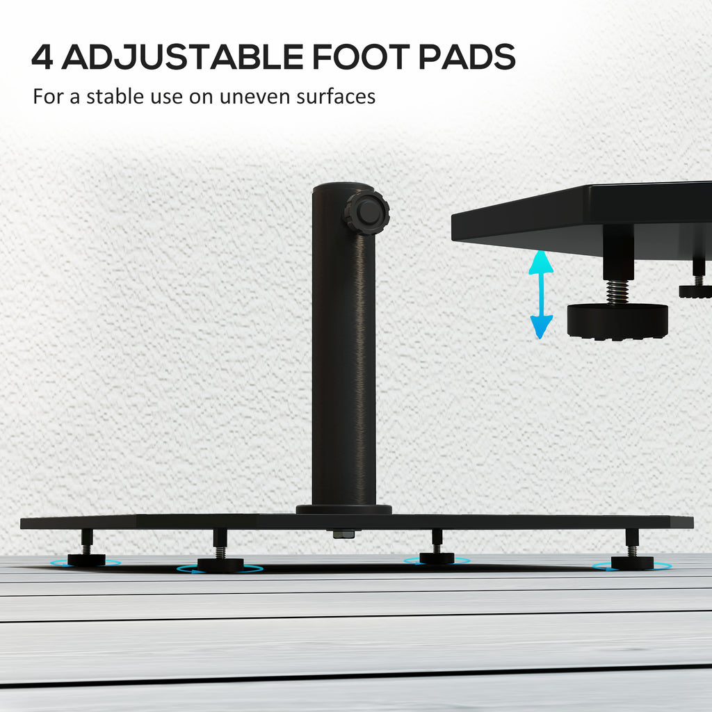 Square Patio Umbrella Base, 41 lbs Metal Umbrella Stand Base with Adjustable Foot Pads, Heavy Duty Patio Umbrella Holder for 1.3"/1.5"/1.9" Umbrella Poles for Outdoor, Lawn, Poolside, Black