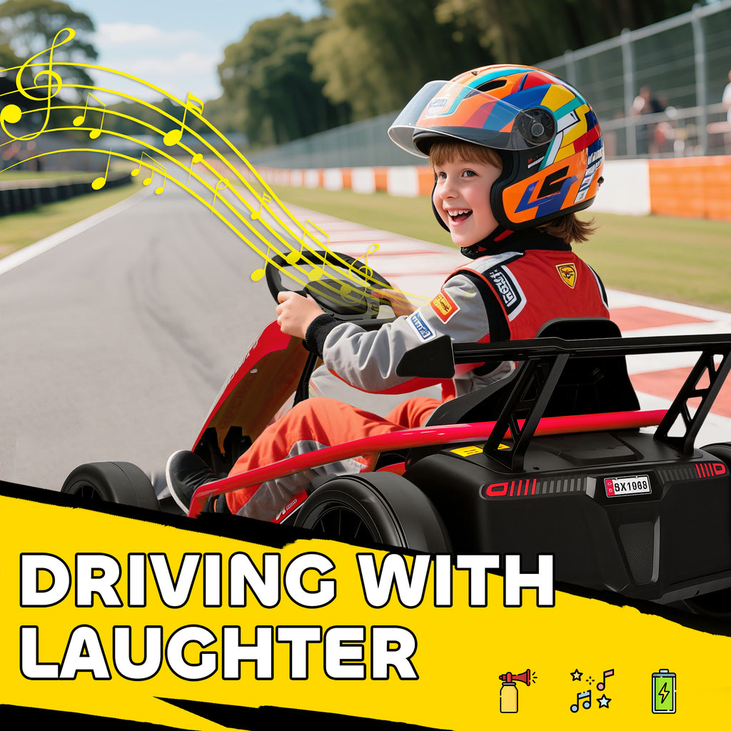 24V 7AH Kids Electric Go Kart, 8.1 MPH Battery Powered Drift Kart with Dual Motors, Soft Start for 8-12 Years, Red