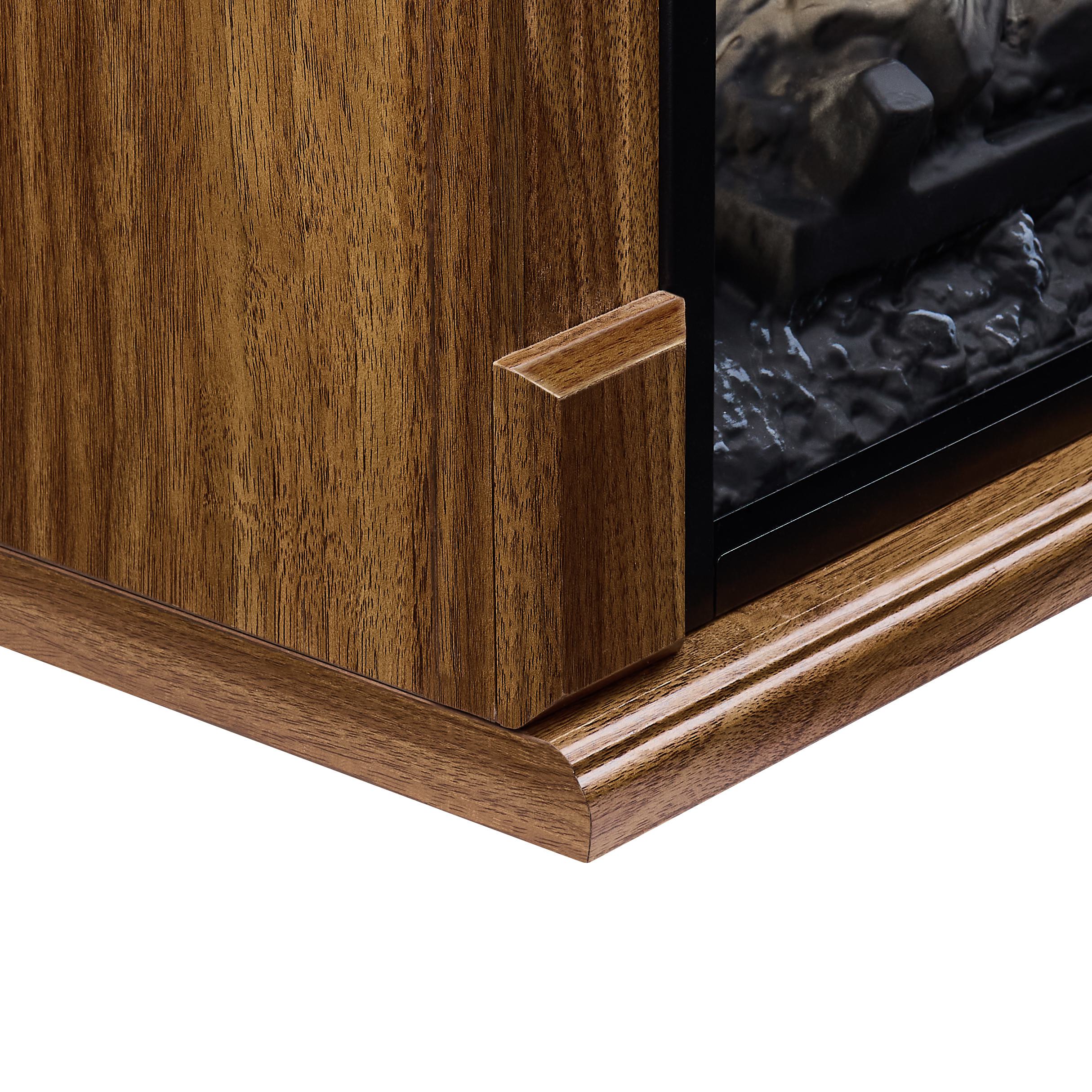 28" Remote Control TV Media Entertainment Center with Electric Fireplace, Realistic Flame Effect, Easy Mobility, 28" L x 11" W x 24" H, Dark Oak