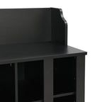 Shoe Cabinet Storage with Shelves and 4 Hooks, Elegant Hall Tree with Wall Mounted Coat Rack, Entryway Organizer for Hallway, Mudroom, Black