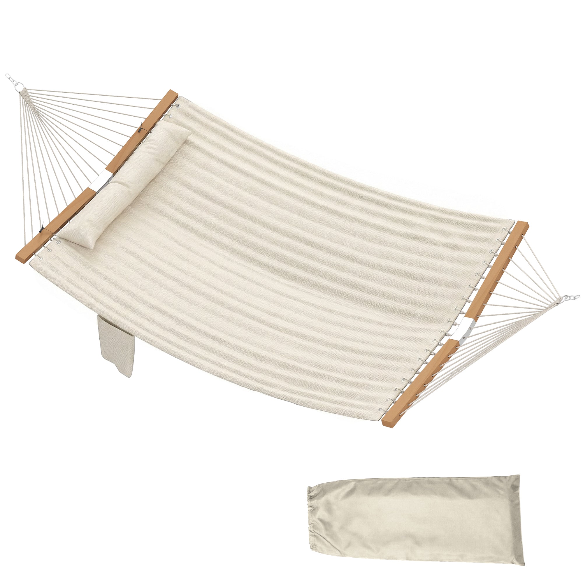 Outdoor Hammock 2-Person, with Pillow & Pad, 440 lbs Capacity, Cream White
