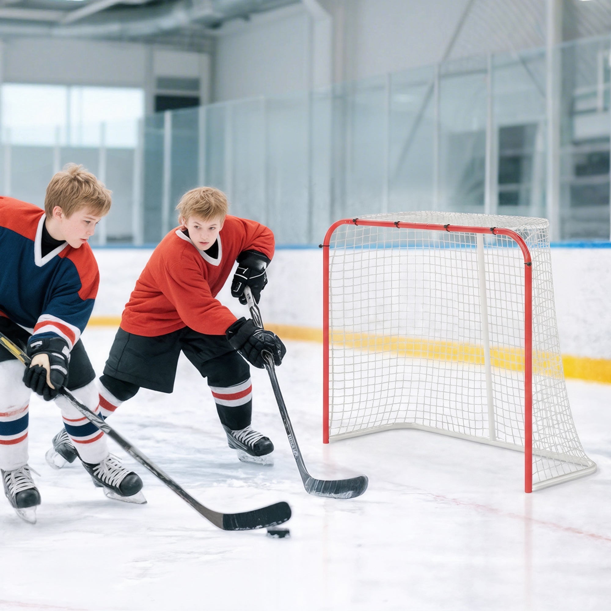 Hockey Net, All Weather Street Hockey Goal with Steel Frame, PE Mesh for Backyard, Easy Assembly