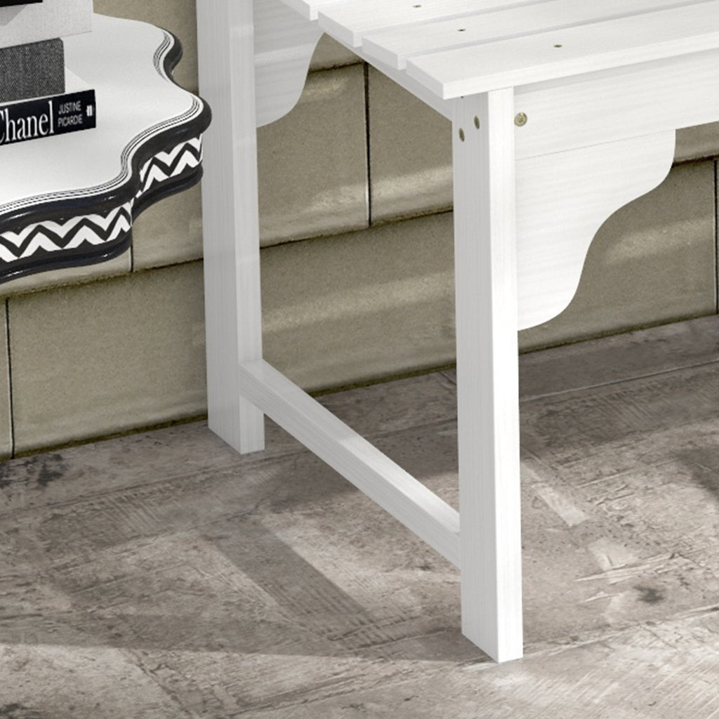 Slatted Wooden Garden Bench, Curved Seat Front Porch Bench, White