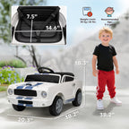 Licensed Shelby GT 350 Kids Ride On Car with Remote Control, Adjustable Speed, MP3, Smooth Start, LED Lights, White