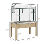 Raised Garden Bed with Plastic Greenhouse Cover Outdoor Planter Box for Herbs and Vegetables, 45x24x65 inch Natural