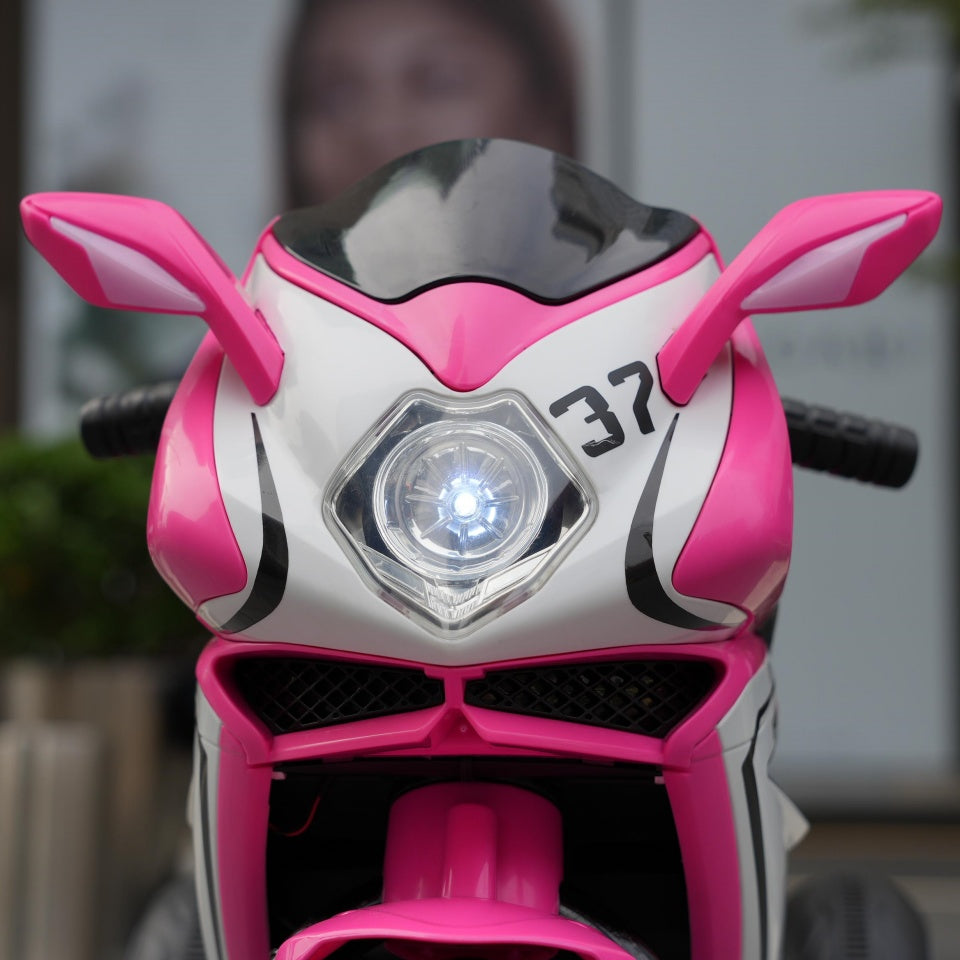 6V Kids Electric Ride-On Motorcycle with MP3, LED Headlight and Light-Up Wheels, Motorbike Ideal for Ages 3-4, 30.5'' L x 16'' W x 20.5'' H, Pink