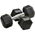 2 x 15lbs Hex Dumbbell Set of 2, Rubber Weights Exercise Fitness Dumbbell with Non-Slip Handles, Anti-roll, for Women or Men Home Gym Workout, Black