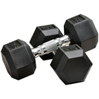 2 x 15lbs Hex Dumbbell Set of 2, Rubber Weights Exercise Fitness Dumbbell with Non-Slip Handles, Anti-roll, for Women or Men Home Gym Workout, Black