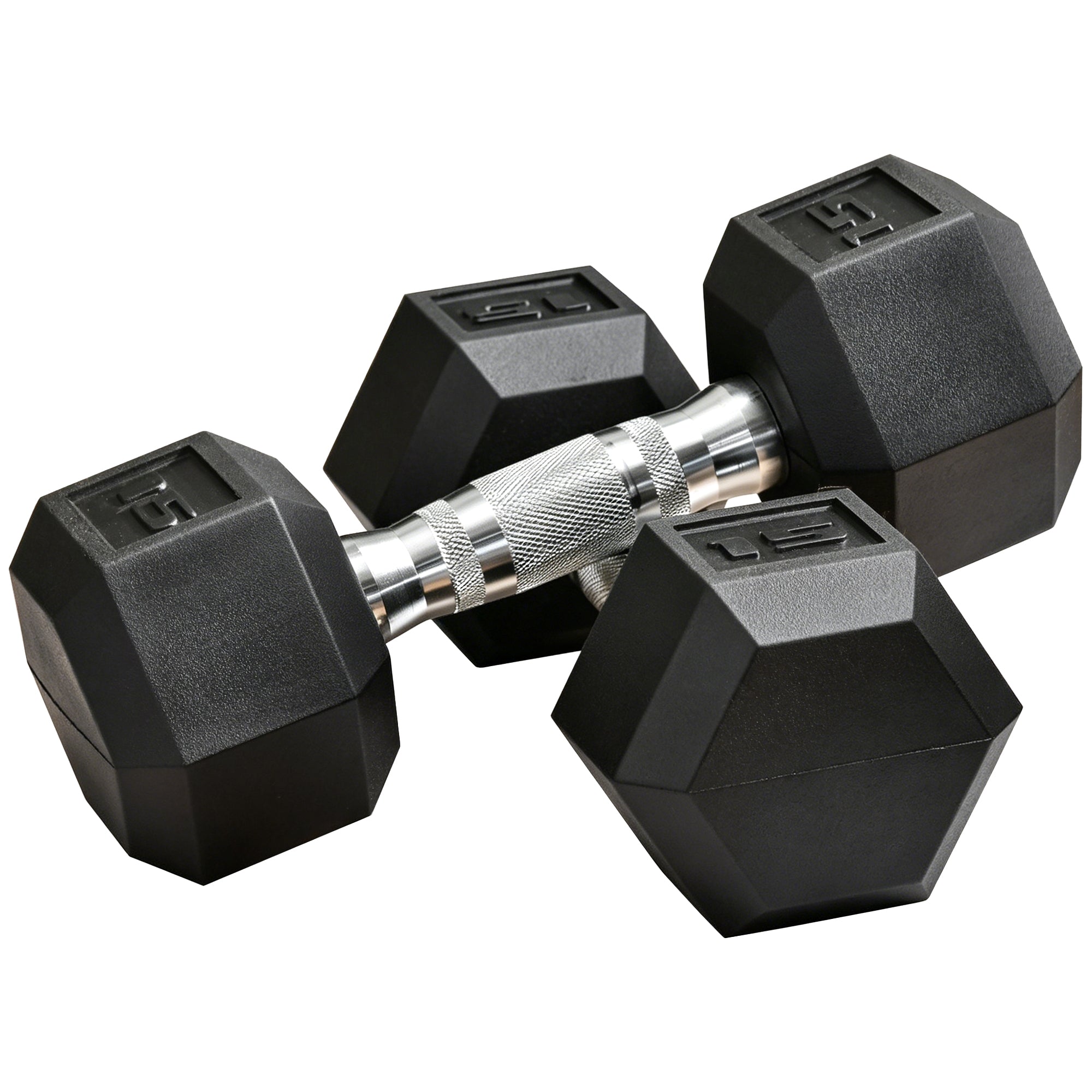 2 x 15lbs Hex Dumbbell Set of 2, Rubber Weights Exercise Fitness Dumbbell with Non-Slip Handles, Anti-roll, for Women or Men Home Gym Workout, Black