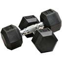 2 x 15lbs Hex Dumbbell Set of 2, Rubber Weights Exercise Fitness Dumbbell with Non-Slip Handles, Anti-roll, for Women or Men Home Gym Workout, Black