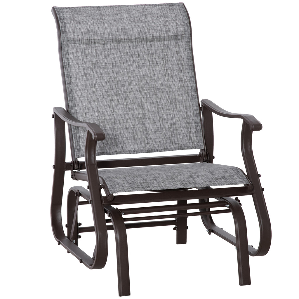 Outdoor Glider Chair, Gliders for Outside Patio with Steel Frame and Mesh Fabric for Backyard, Garden, and Porch, Gray
