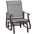 Outdoor Glider Chair, Gliders for Outside Patio with Steel Frame and Mesh Fabric for Backyard, Garden, and Porch, Gray
