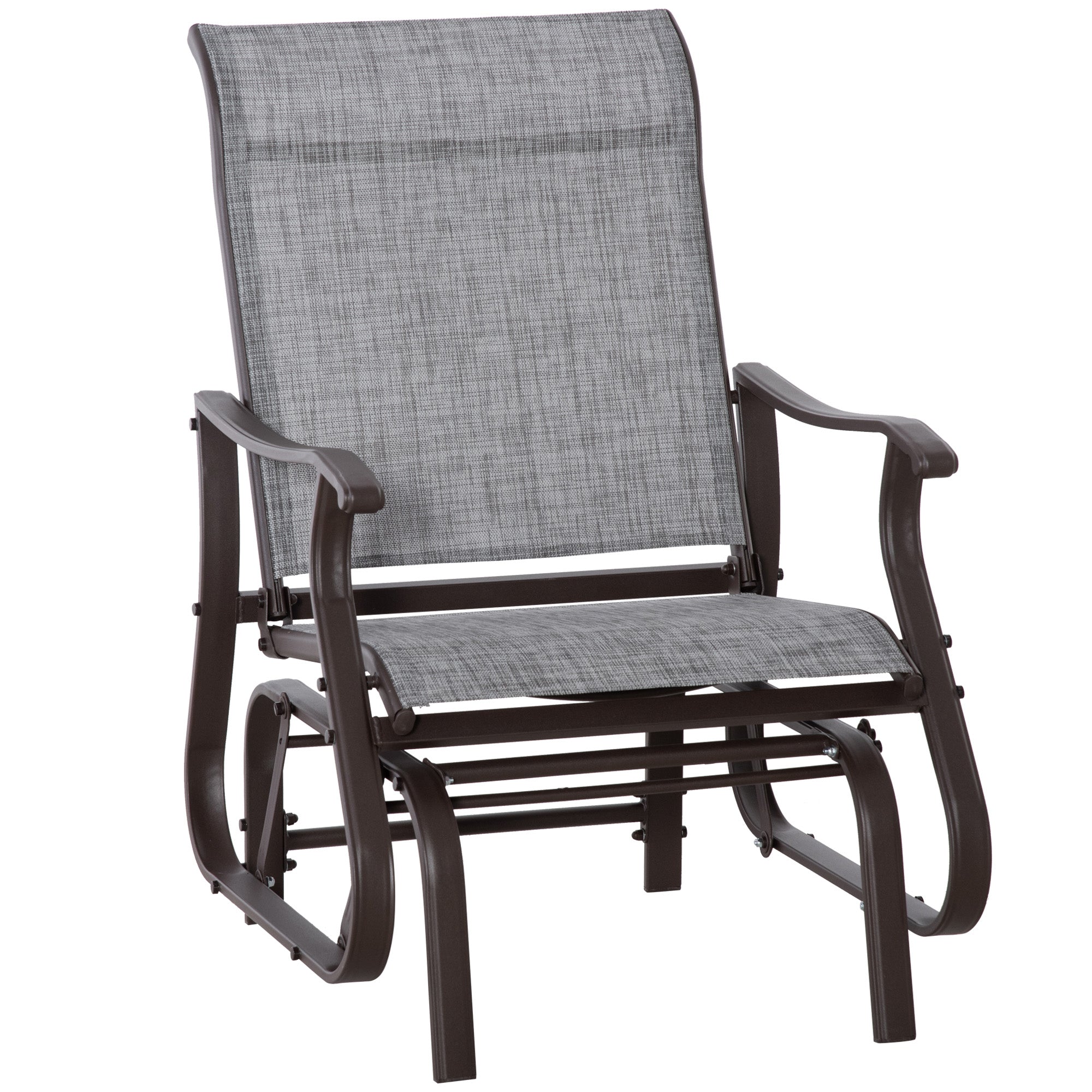 Outdoor Glider Chair, Gliders for Outside Patio with Steel Frame and Mesh Fabric for Backyard, Garden, and Porch, Gray