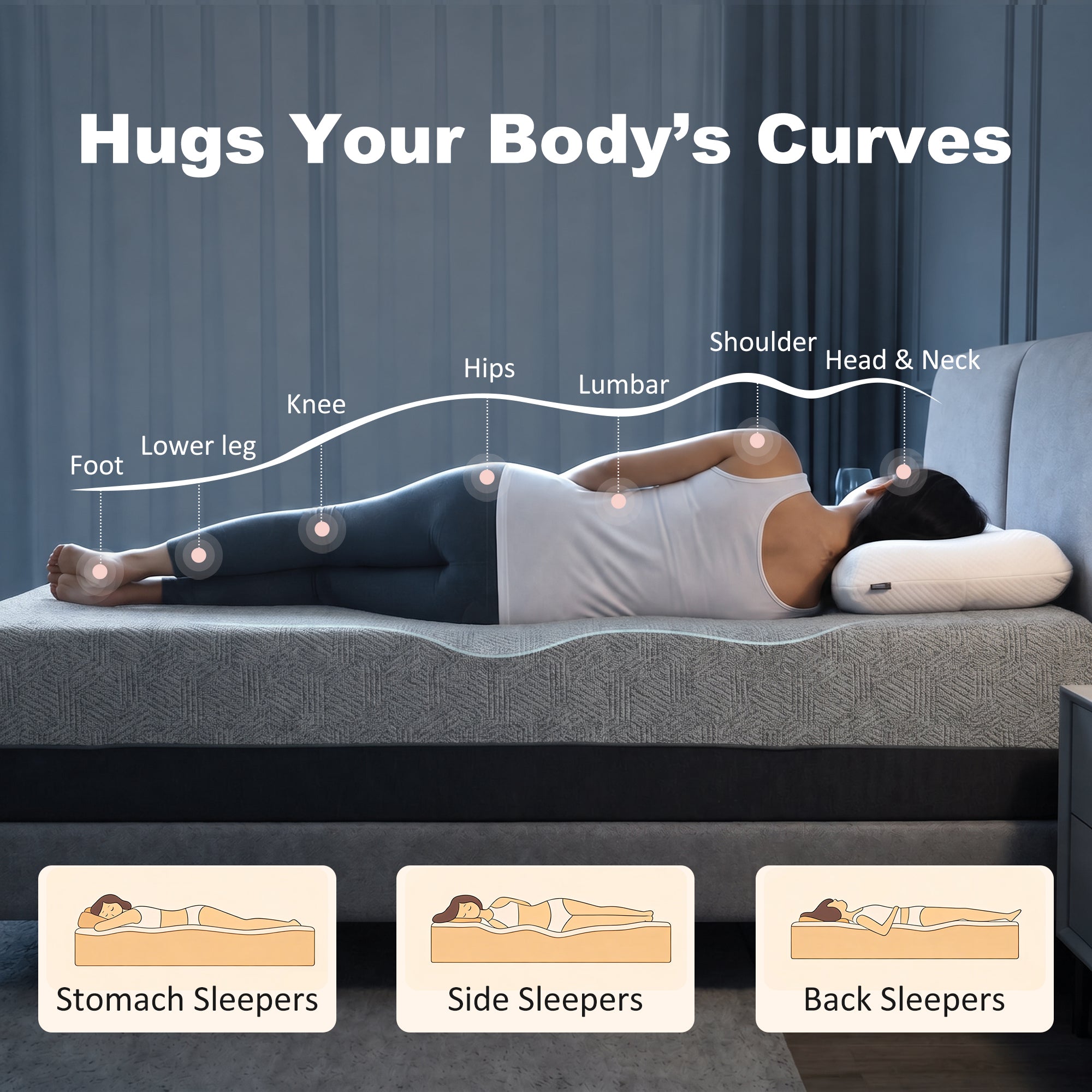 King Mattress, 14 Inch Memory Foam Mattress for Pressure Relief, Graphene Gel Cooling Copper Bed in a Box, Made in USA