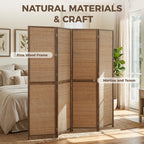 Room Divider, 4 Panel Folding Privacy Screen, 6 FT Tall Hand-Woven Bamboo Wall Partition, Brown