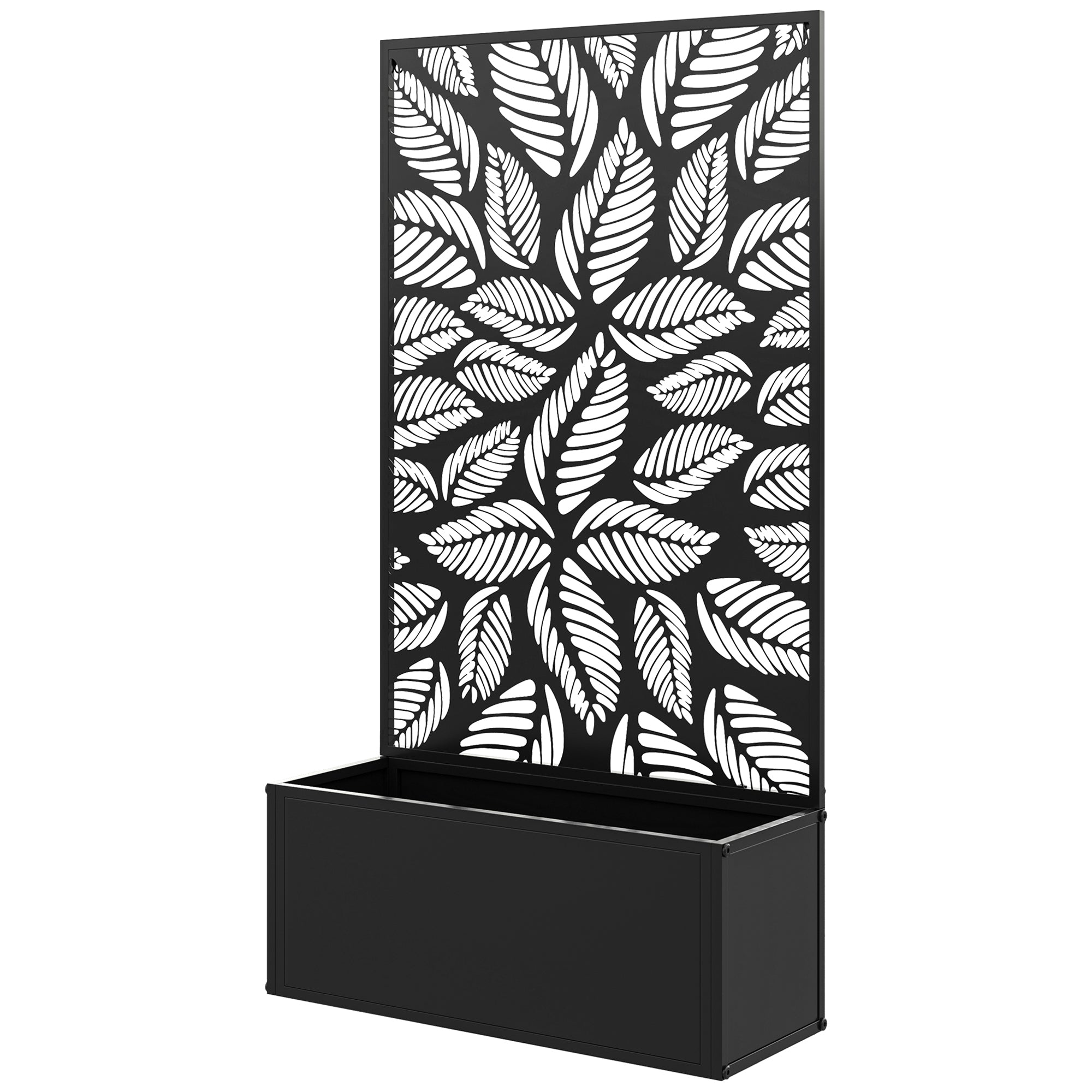 Metal Garden Bed with Trellis for Climbing Plants, Freestanding or Wall Mounted Flower Bed for Garden, Patio, Balcony