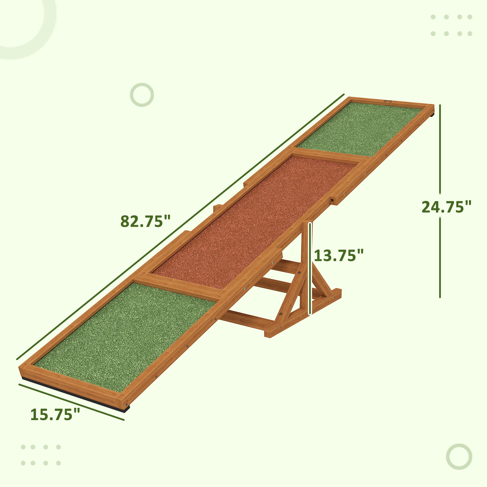 Wooden Dog Agility Seesaw for Training and Exercise, Weather Resistant, 83" L x 16" W x 14" H, Orange