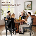 Wooden Dining Chairs Set of 4, Farmhouse Upholstered Kitchen Chairs with Rubber Wood Frame, Black and Gray